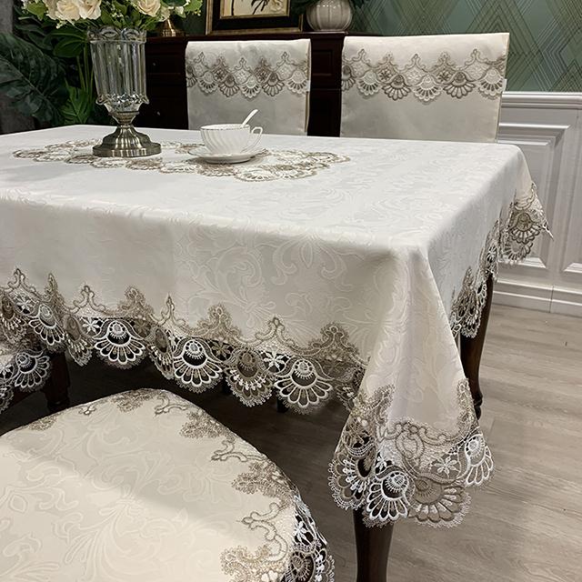 Tablecloth Rectangle Luxury Embroidery Lace Round Table Cover Flower Elegant Hollow Out Table Dining Cloth Table Flag Towels