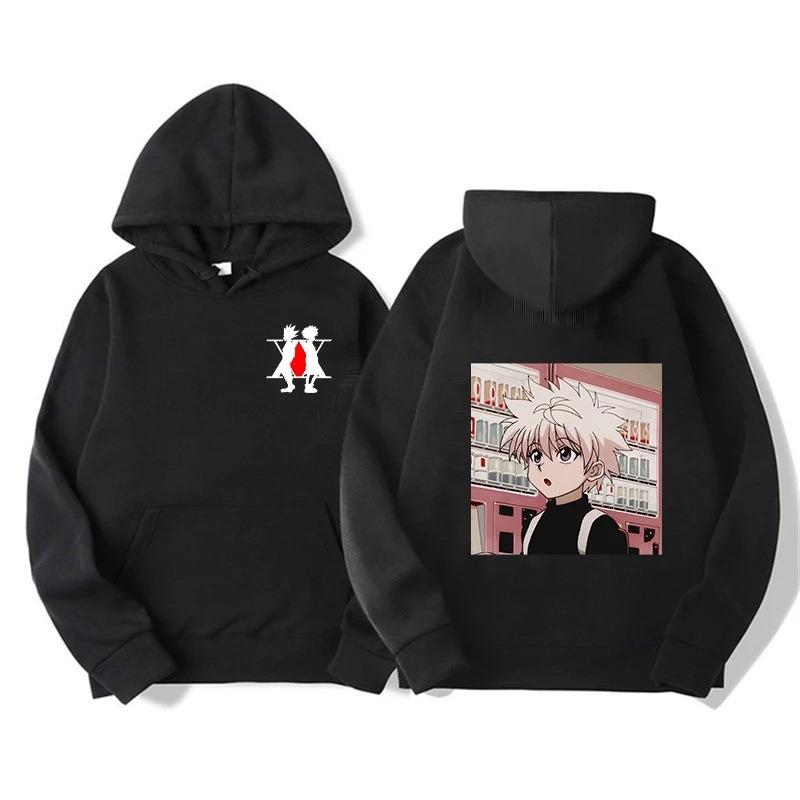 Killua Zoldyck Devil's Eye Tattoo Print Unisex Streetwear Hip Hop Style Autumn Winter Fashion Oversize Hip Hop Tops