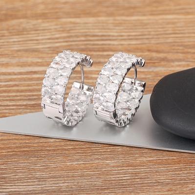 Nidin Top Quality New Fashion Gold Plated Gold/Silver Color Earrings CZ Zircon Ear Hoops Women Round Piercing Aesthetic Jewelry