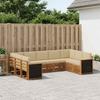 Outdoor Corner Sofa Set 7 pcs Natural Solid Acacia Wood and Polyester