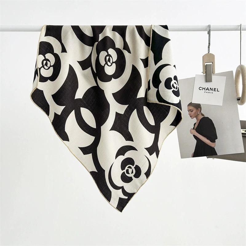 Colored leaves double-sided heterochrome silk wool silk scarf women's new thermal shawl light luxury versatile silk wool scarf