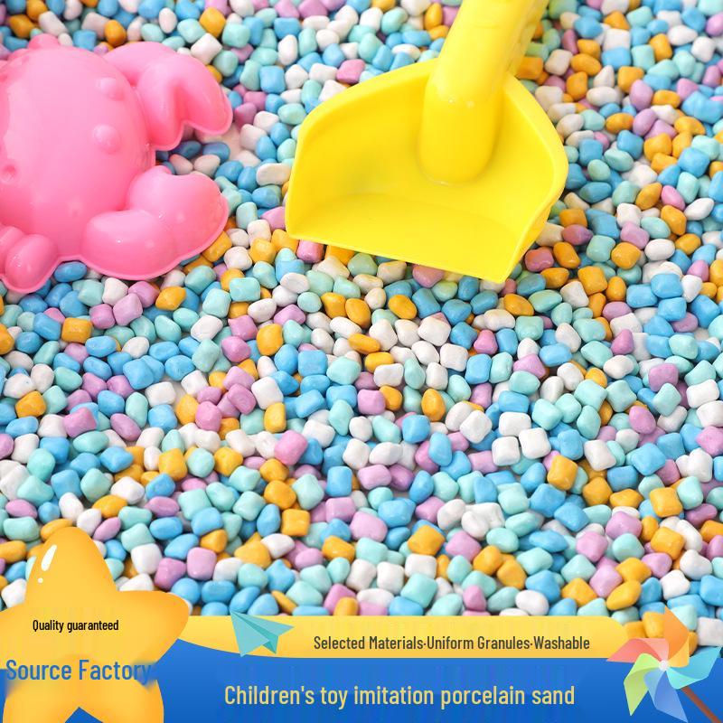 Моющийся детский игровой песок с крупными фарфоровыми и кассиевыми семенами - Пятицветный керамический песок для детской площадки