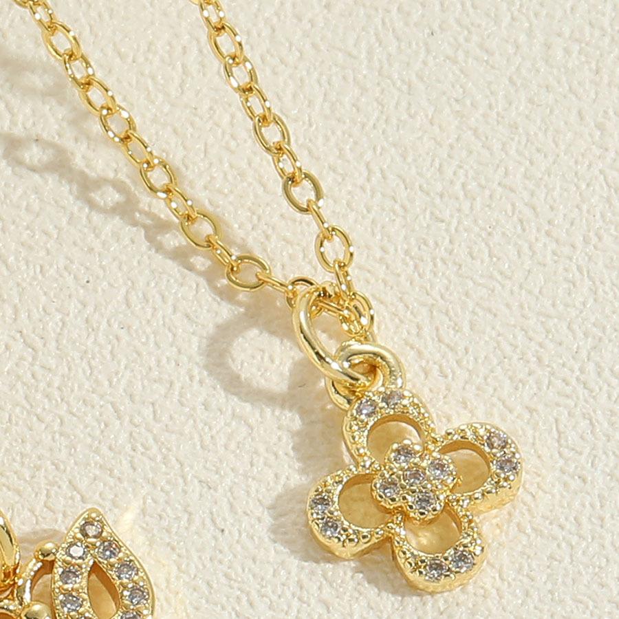 2024 New Fashion Women Temperament Zircon Inlaid Butterfly Flower Umbrella Oil Drip Lock Pendant Clavicle Chain Necklace Jewelry