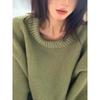 Зеленые свитера в стиле преппи, женские винтажные трикотажные пуловеры с длинным рукавом, женские повседневные свободные однотонные свитера с круглым вырезом