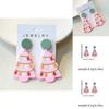 Elegant Cute Acrylic Holiday Earrings In Pink With Cheerful Christmas Elements
