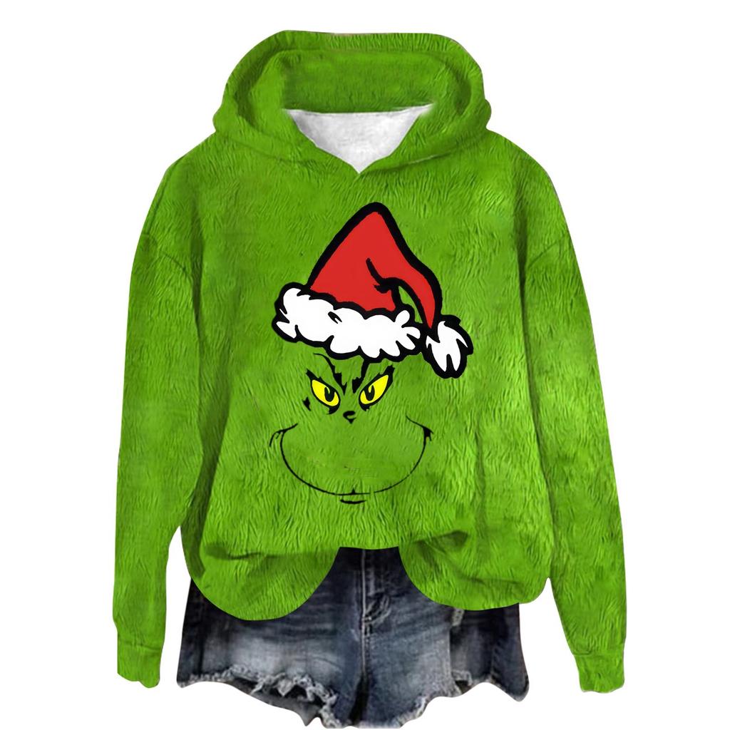 Женская толстовка, спортивная, рождественская, фланелевый пуловер, толстовка с длинным рукавом, повседневная толстовка