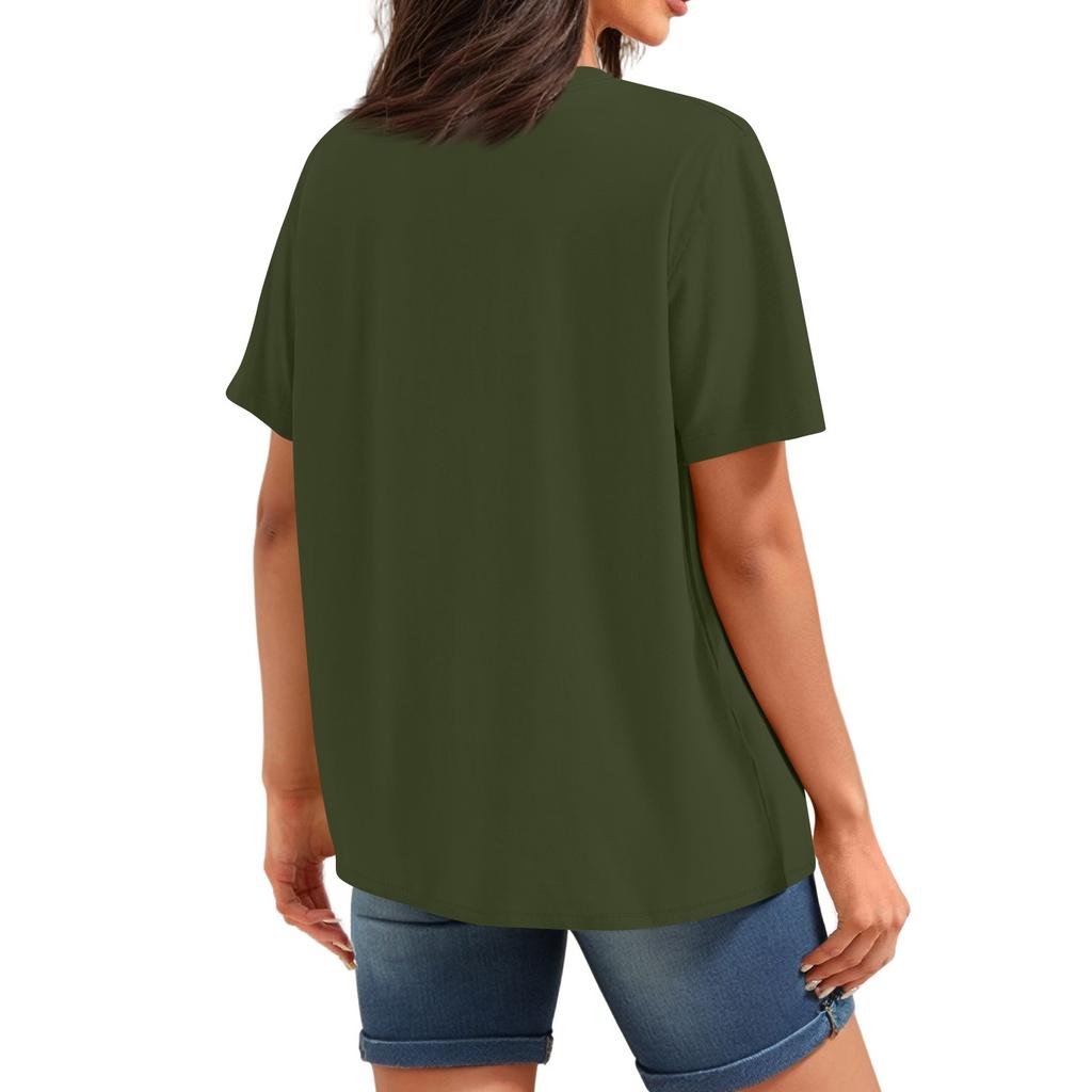 Women's Fashion Independence Day Printed Round Neck Short Sleeved Casual T-shirt Top