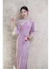 Молодежное фиолетовое ципао: Новое платье в китайском стиле с длинным рукавом Осень/Зима 2025