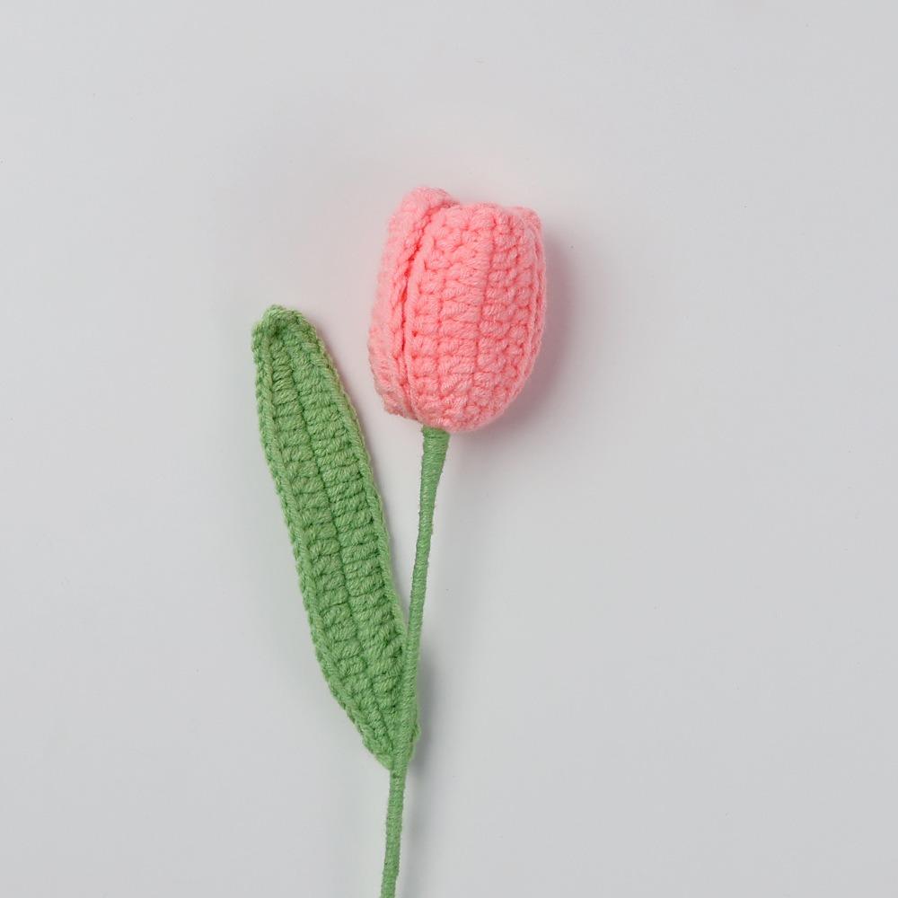 Hand-woven Crochet Bouquet Creative Finished Handmade Plant Knitted Tulips Flower Home Decor