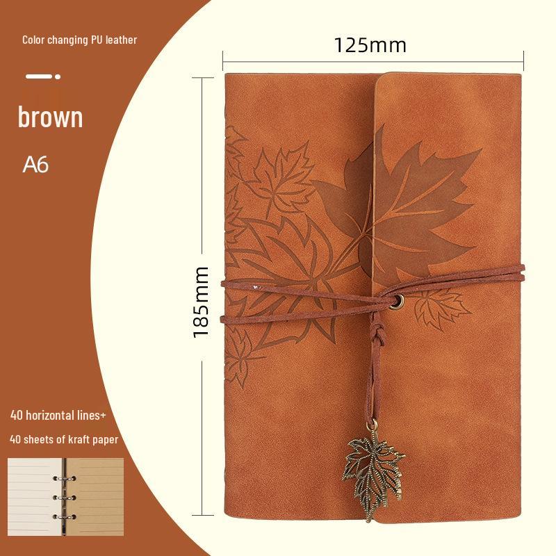 Ретро блокнот на кольцах «Кленовый лист» с настраиваемым логотипом и обложкой с эффектом «кожи»