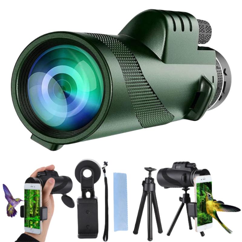 80x100 Портативный HD-телескоп с зумом 5000 м, складной, мини, мощный. Подходит для охоты, спорта, кемпинга на открытом воздухе и путешествий