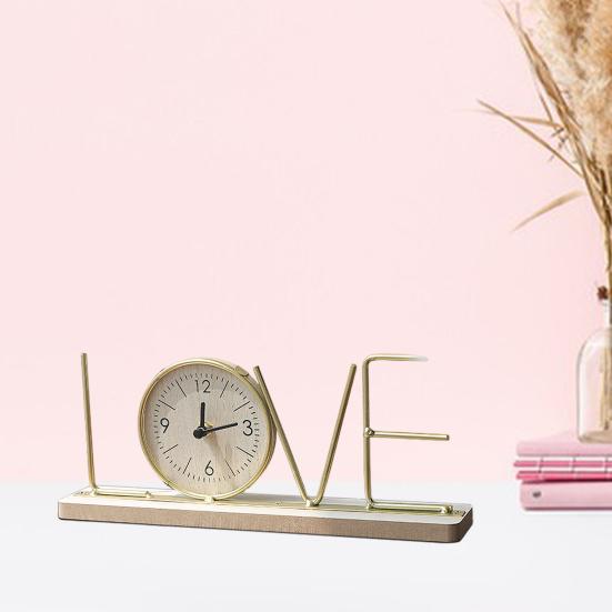 Настольные часы украшения металла LOVE HOME деревянные часы с основанием не тикают бесшумный дом