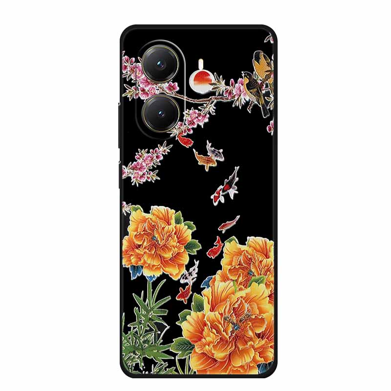 Чехол для Xiaomi POCO X7 Pro X7Pro 3D Рельефный Цветочный Черный Силиконовый Мягкий Задний Чехол-Крышка Для Redmi Turbo 4 Чехол Turbo4 Сумка