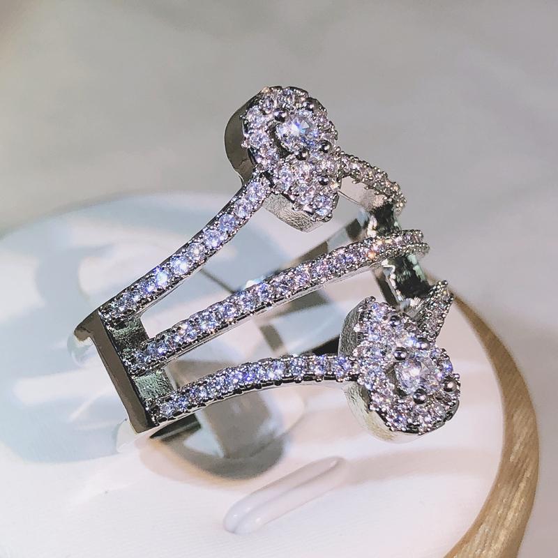 Высокое качество, симметричное двойное кольцо с каплей воды, креативное кольцо из стерлингового серебра 925 пробы, подходит для пар, вечерние подарки на день Святого Валентина