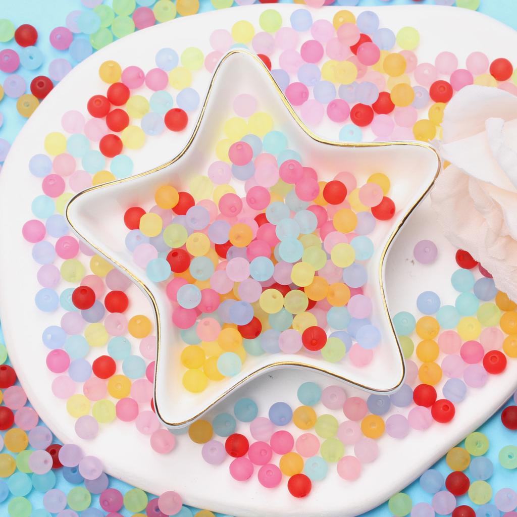 Креативные акриловые бусины для глазури «сделай сам», красочные полупрозрачные цветные 80 шт., 6 мм, круглые поделки для изготовления ювелирных изделий