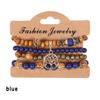 4Pcs/set Wooden Beads Bracelet Multicolor Women Boho Bangles With Hollow-out Pendant LM