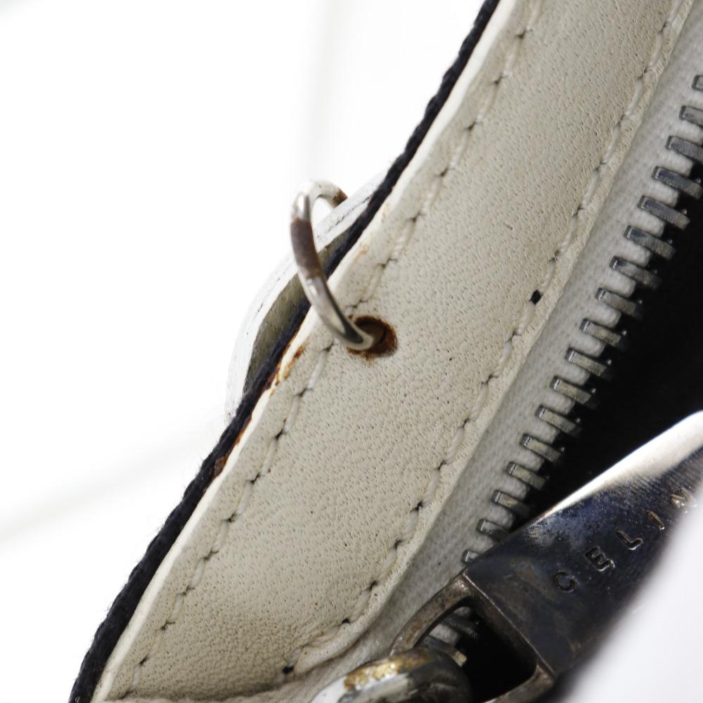 CELINE flour Shoulder Bag Off White/Black leather/canvas flour Women Used