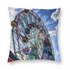 Wonder Wheel Square Pillowcase Polyester Linen Velvet Pattern Zip Decorative Bed Cushion Cover