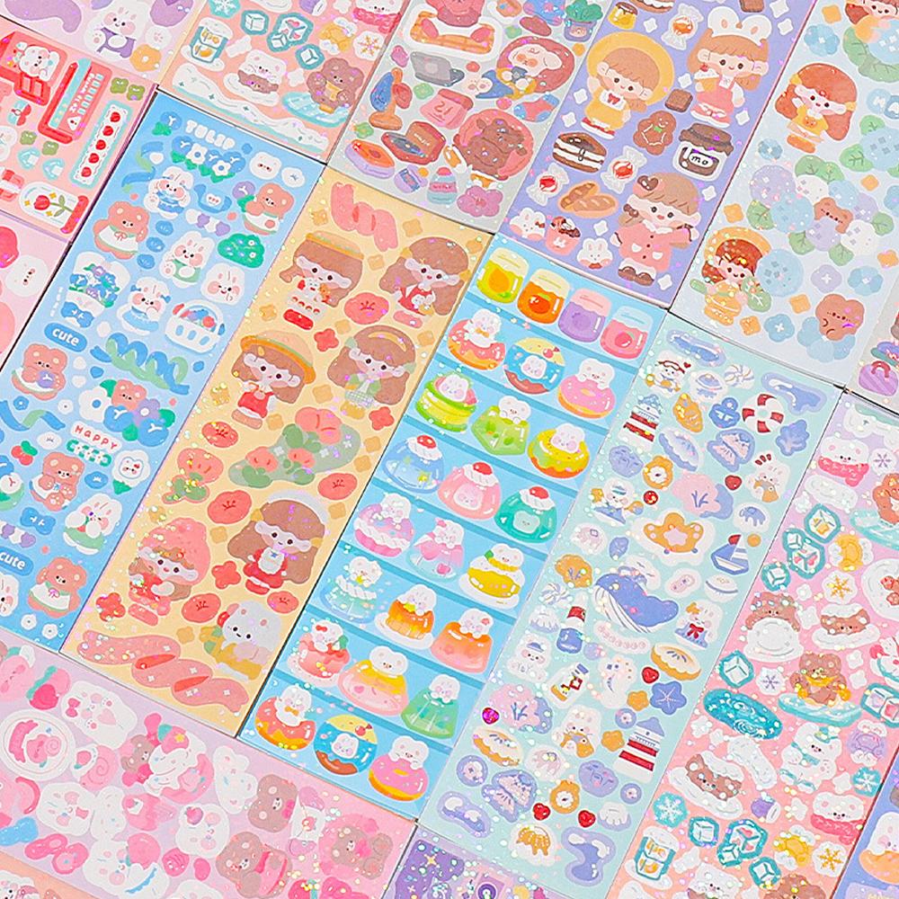 Kawaii Kids Stickers Adorable Stationary Aesthetic Diary Decorative Art Supplies Scrapbook Stickers Korean Paper Desk