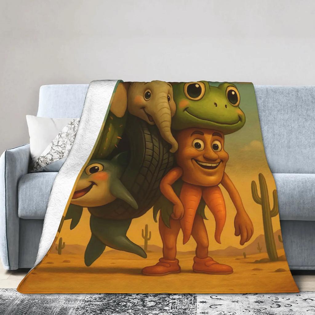 Warm Soft Flannel Throw Blanket for Kids Camping Bed Couch Cozy Plush Sofa Cover with Italian Brainrot Design