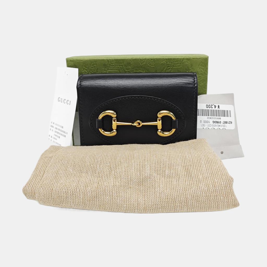 [Pre-Owned] 1955 Horsebit Leather Card Holder Wallet - Excellent #6MBSAK