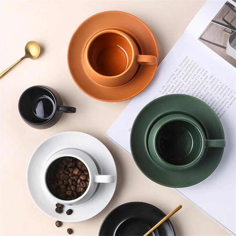 Керамические итальянские кофейные чашки и тарелки, маленькие креативные чайные чашки, кофейная кружка, набор чайных чашек, скандинавская простая кофейная чашка для кемпинга
