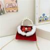 Adorable Red Pearl Handheld Princess Purse For Little Girls With Charming Cartoon Design