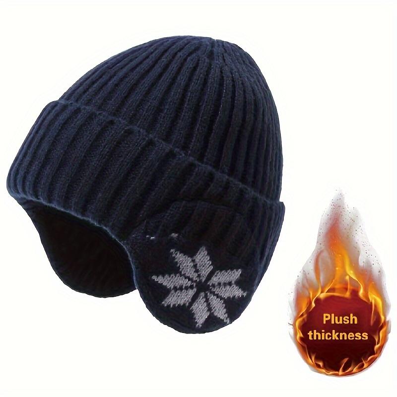 Мужская и женская толстая флисовая вязаная зимняя шапка - дизайн со снежинками, версия смешанных цветов, теплая защита ушей
