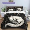 Black and white fox  Pattern Bedding Quilt Set Quilt Cover Pillowcase Home Decoration  Gift (1 * duvet cover + 2 * pillowcase, without core)