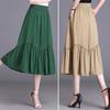 Женская юбка миди, эластичная юбка А-силуэта с высокой талией, длинная юбка с карманами, однотонная тонкая юбка, утягивающая юбка