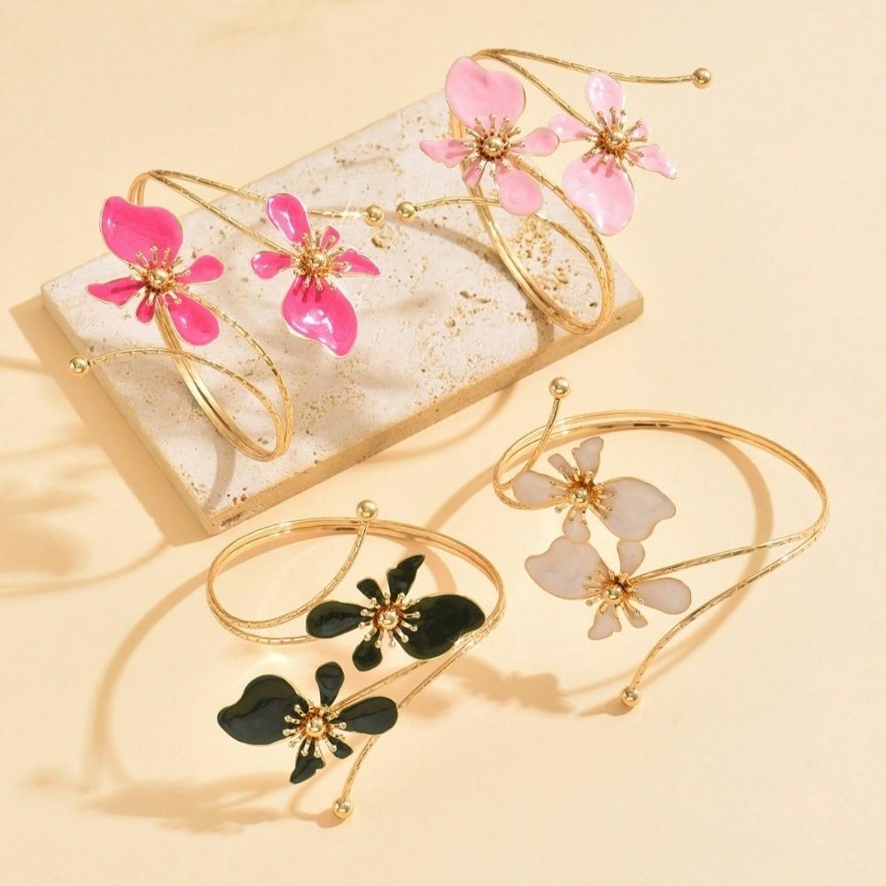 Эмаль Глазурь Ремесло Цветочный Открытый Браслет на Предплечье Золотой Цвет Спиральный Браслет на Руку Новое Открытое Кольцо на Руку Женское