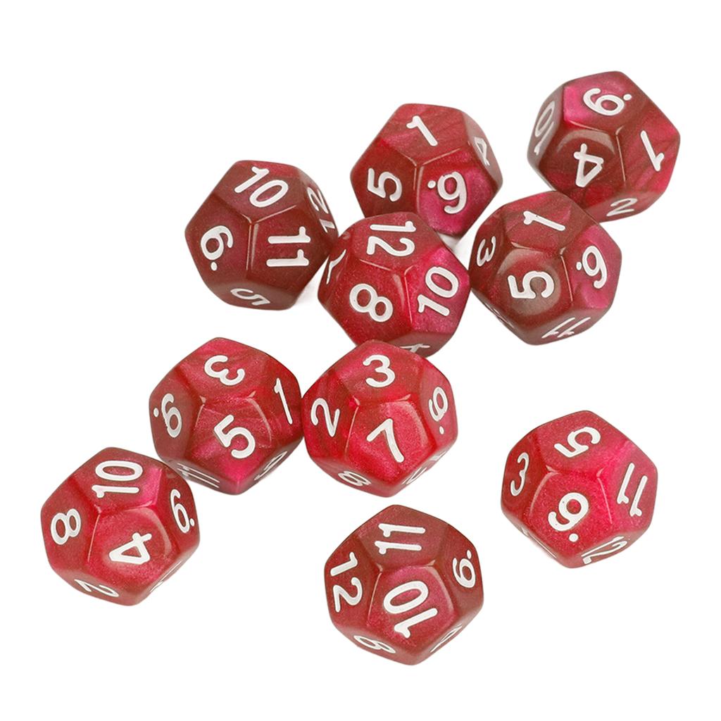 40pcs Polyhedral Dice Clear Numbers Waterproof Prevent Oxidation 12 Sided Dice Set for Game Teaching Red