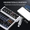 BOMGE Mini Audio Mixer Console with Stereo 48V Phantom and 24 DSP Effects for and PC Recording 6-Channel USB, Bluetooth, Recording, Power, Karaoke,