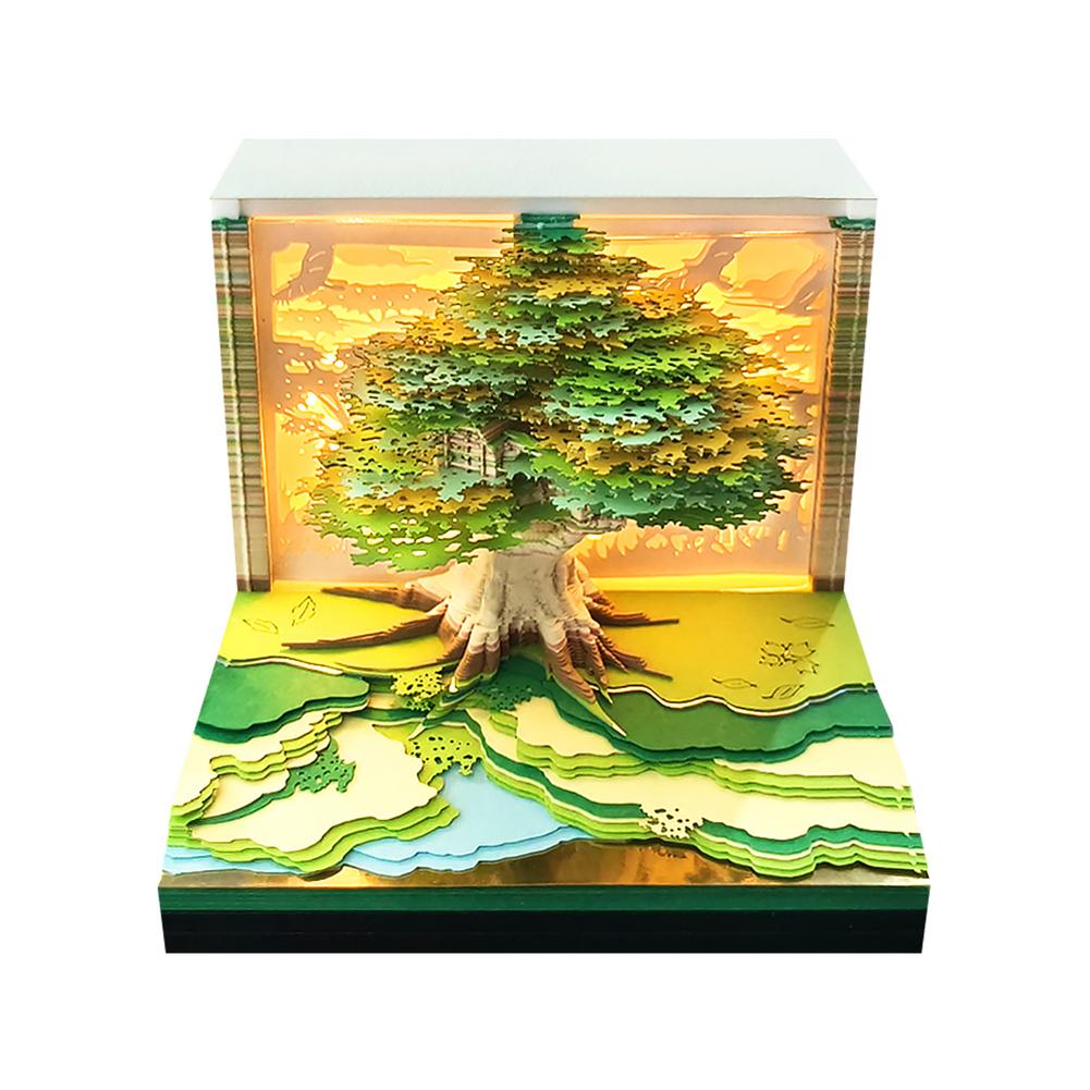 3D Notepad Cubes Treehouse Led Memo Pad 3D Calendar 2026 Desk 3D Memo Pad Paper Art Christmas New Year Gifts