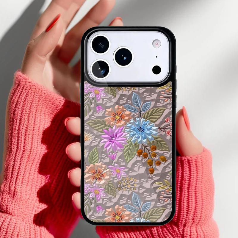 Чехол для телефона с цветочным рельефом для iPhone 17 16 15 14 13 Pro Max Задняя крышка для 12 11 Pro Coque