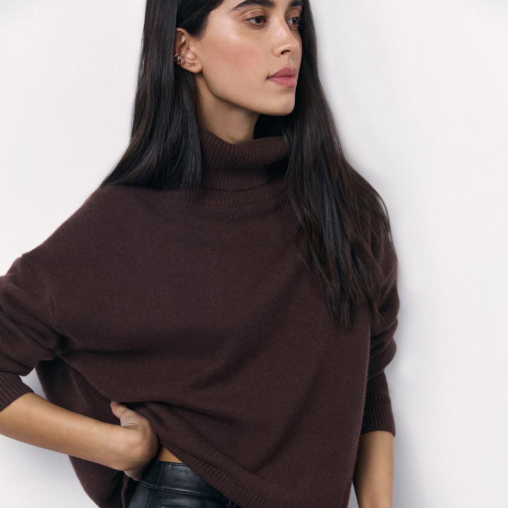 Women Autumn Winter Causal High Collar Sleeve Knit Sweater