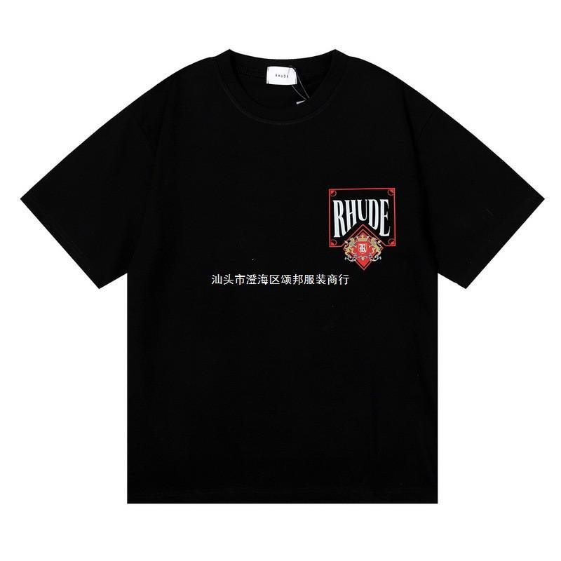 RHUDE Poker Print Cotton T-Shirt Men Women High Street Casual Top Everyday Wear