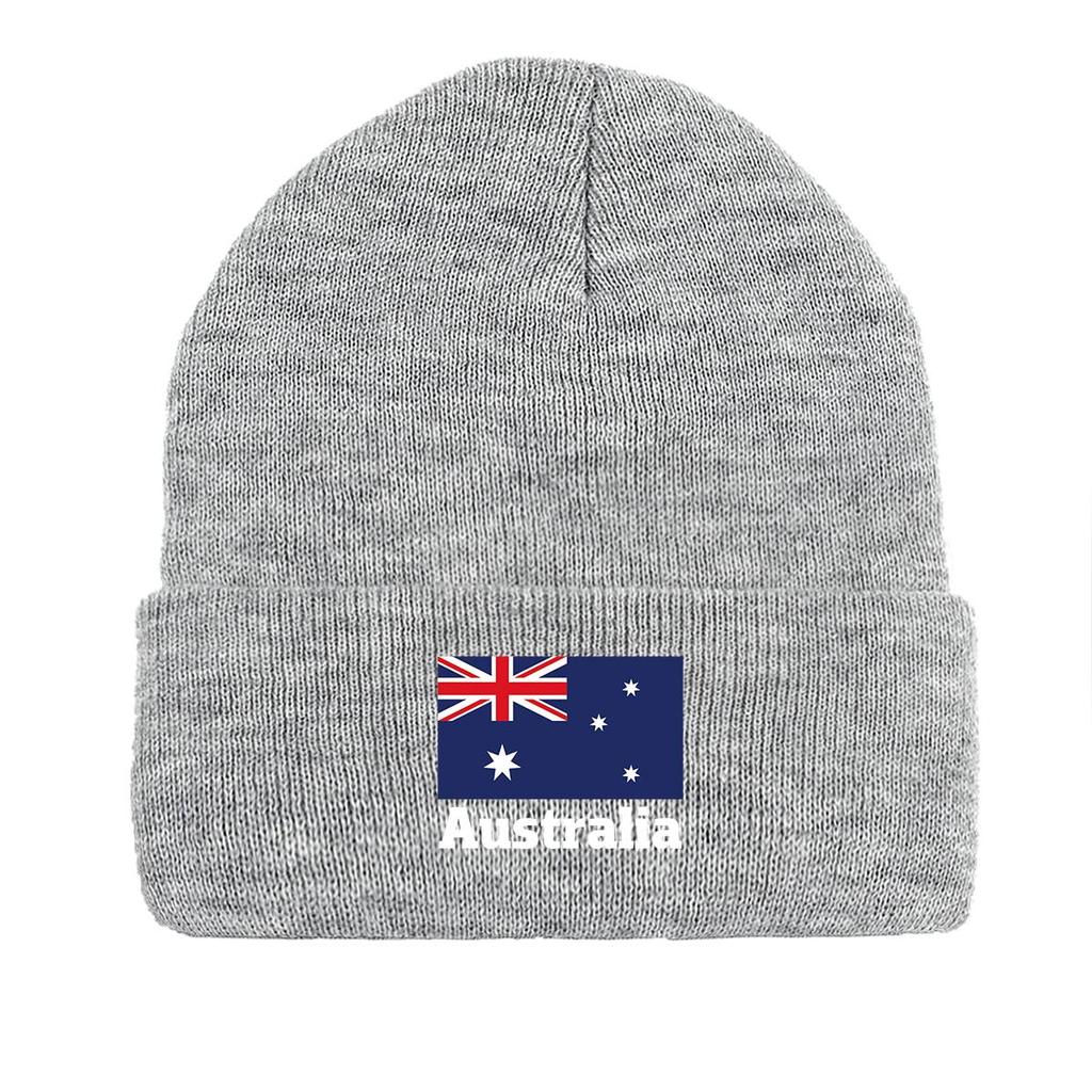 Вязаная шапка бини с принтом национального флага Австралии, патриотическая шапка-бини с отворотом, в стиле хип-хоп, с помпоном, вязаная шапка бини