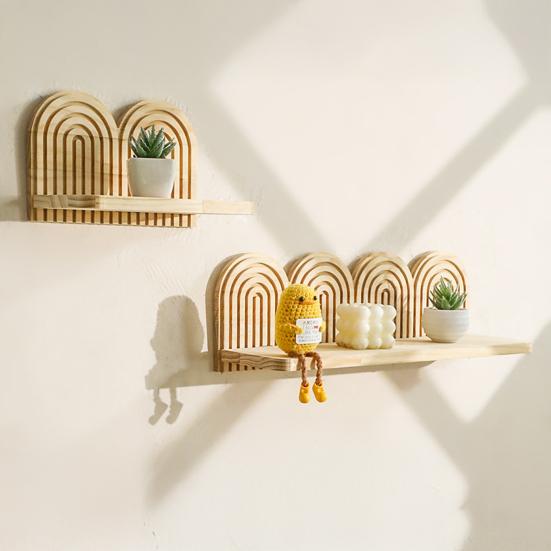 Спиральная настенная плавающая полка Богема Фермерский дом Рустик Деревянная настенная полка для дисплея Украшение Гостиная Спальня Ванная Комната Стеллаж для хранения