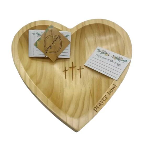 Деревянная молитвенная чаша в форме сердца Yousheng, ручная работа, чаша в форме сердца с карточками, религиозная молитвенная чаша из теста, подарки на Пасху, Рождество, День благодарения