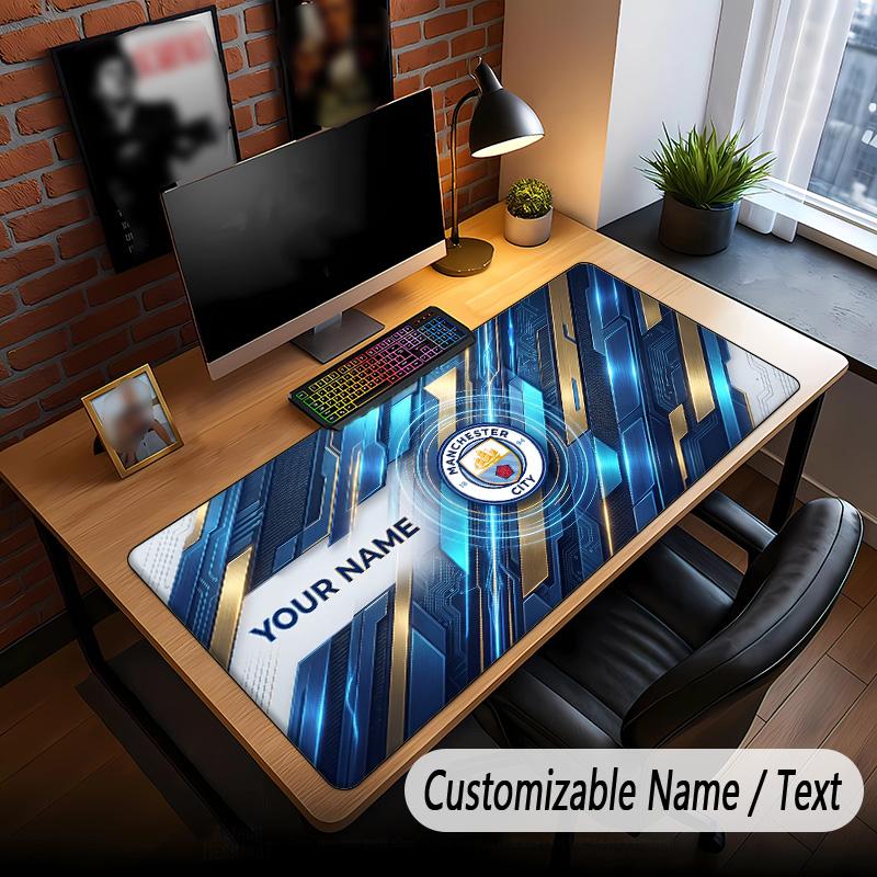 Large Mouse Pad Manchester City Print Custom Name Text Desk Mat for Office Gaming
