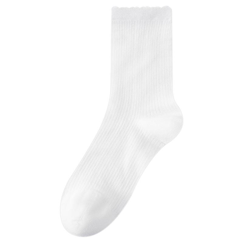 Women's Spring and Autumn Boneless Mid-calf Socks with Lace, Paired with Mary Jane Anti-pilling Cotton Socks