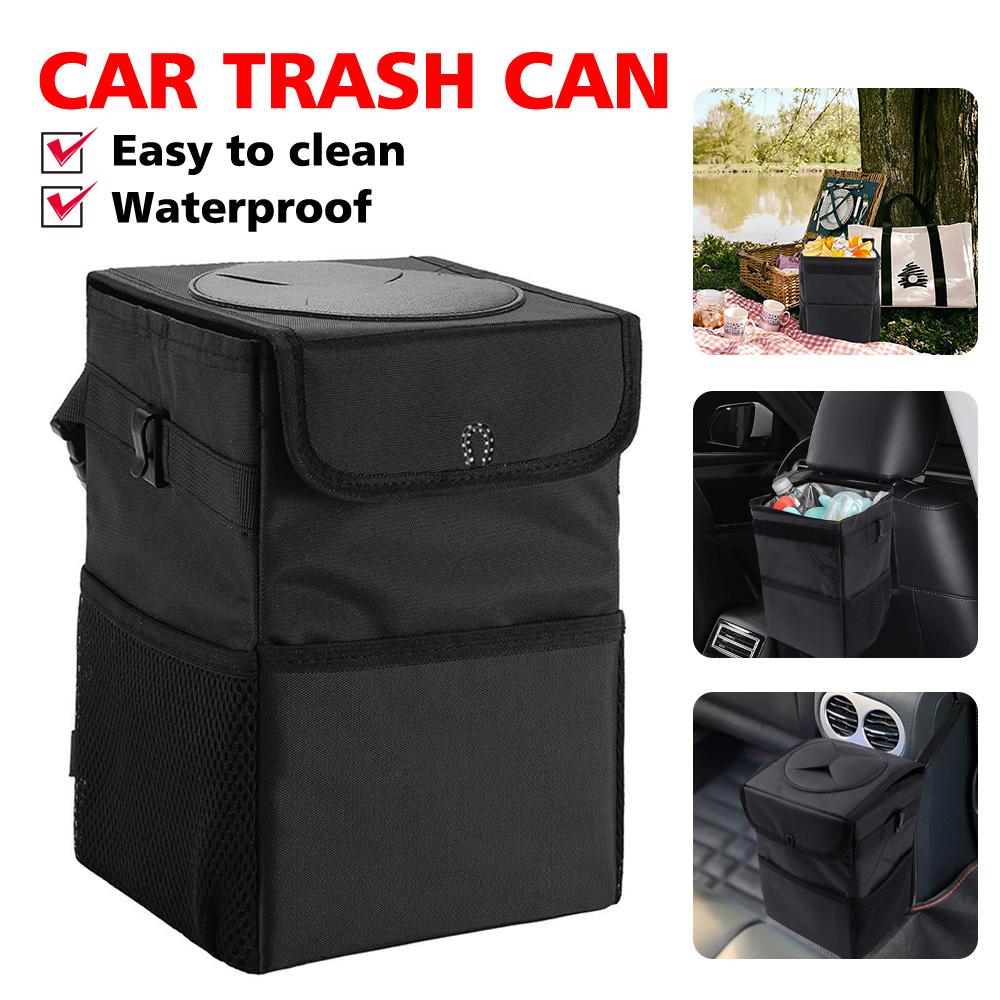 Waterproof Car Trash Can Bin Auto Car Accessories Organizer Garbage Dump For Trash Can Cars Storage Pockets Closeable Portable