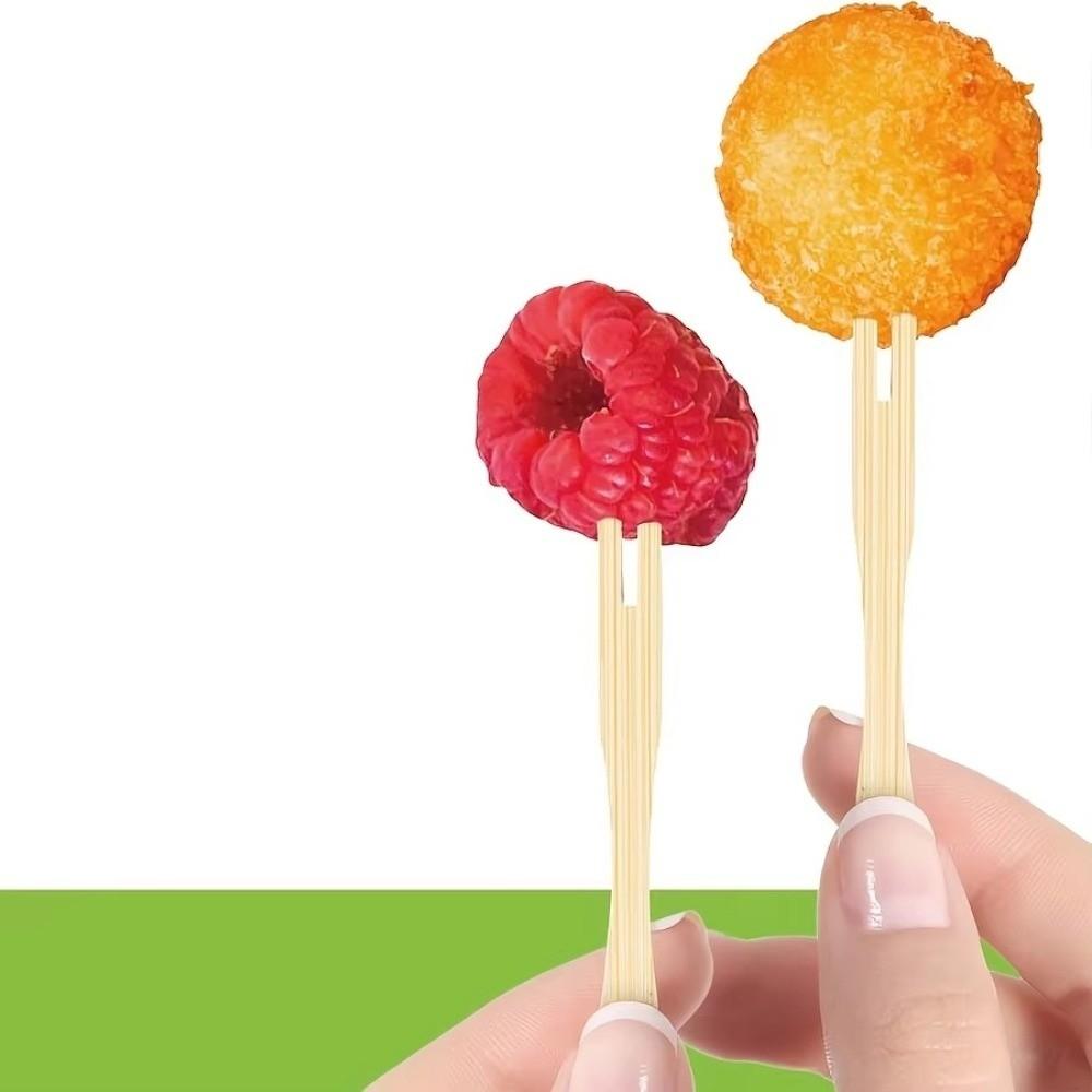 100Pcs Mini Bamboo Appetizer Forks Eco-Friendly Dessert Fork Bamboo Disposable Fork Dessert Serving