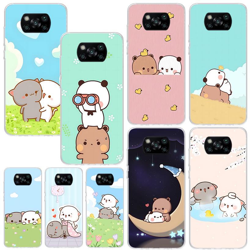 Cute Peach Goma Cat Phone Case For Xiaomi Poco X7 X6 X5 M7 M8 Pro F7 Ultra Redmi 15C 15 13C 13 12C 12 10 10C 10A Art Fundas Poco