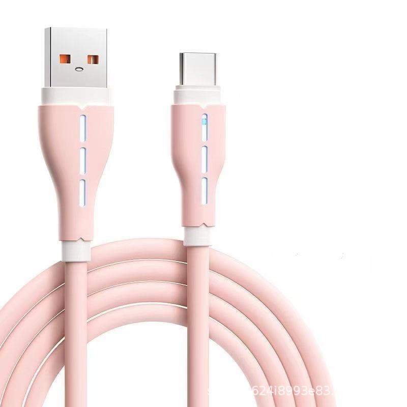 Silicone Luminous 120W Fast Charging Data Cable for Huawei, Vivo, Oppo, Apple 15/16, and Android Devices