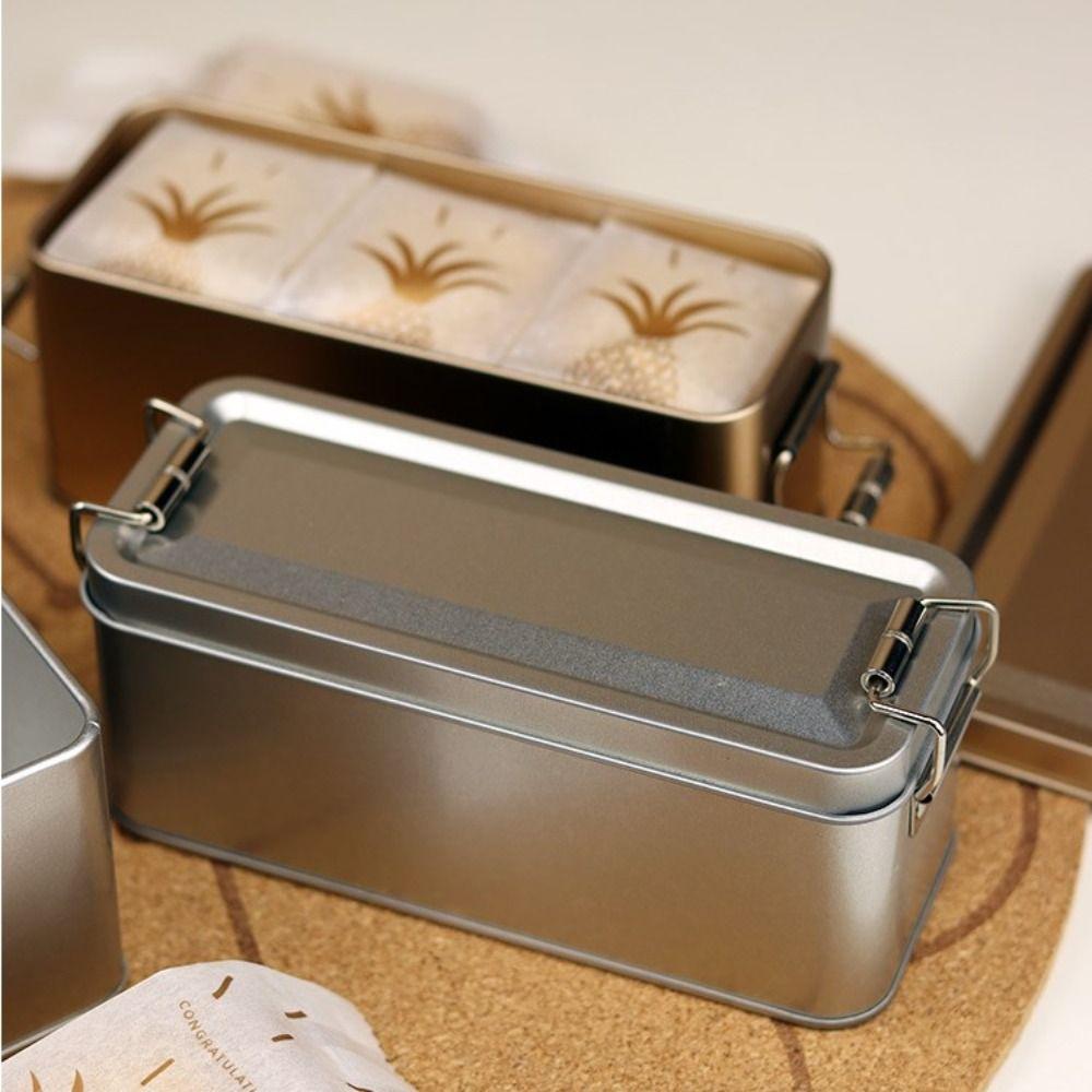Old-fashioned Rectangular Iron Box with Lid Candy Box High Quality Buckle Iron Box