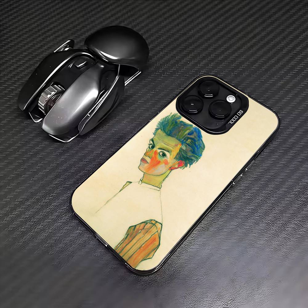 E-Egon S-Schiele Phone Case For iPhone 17, 16,15,14,13,12,11 Plus,Pro Max, Colorful Silver Funda Cover