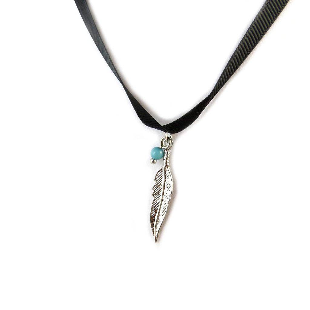 Les Trésors De Lily [N7042] - Designer Necklace 'Navajos' Turquoise Silver Black
