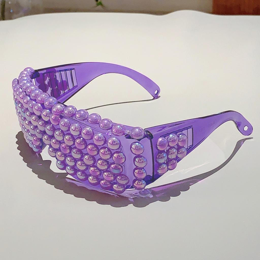 Vintage Brand Designer Oversized Square Pearl Sunglasses Women For Men Luxury Sun Glasses Punk Big Frame Rimless Party Eyewear